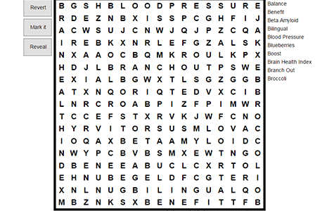 “Brain Health Begins with B” Word Search