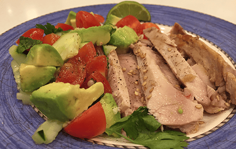 Tasty Seared Tuna with Avocado, Cucumber and Ginger salsa