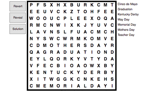 “In the Month of May” Word Search