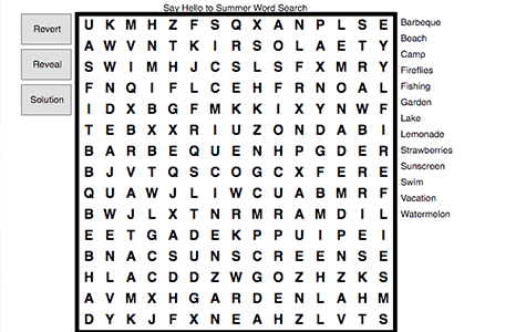 Say Hello to Summer Word Search