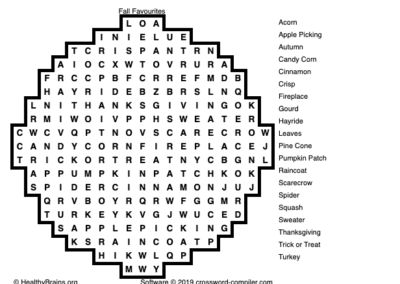 Fall Favorites Word Search