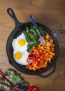 Skillet Eggs with Sweet Potato Hash Browns